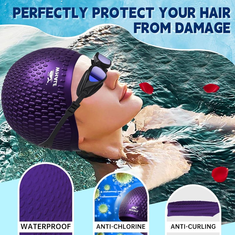 Whale Whlae Extra-Large Swim Cap, Featuring A Durable Silicone Strap and Waterproof Ear Design, Suitable for Long Hair, Thick Curly Hair and African Braids - Image 4